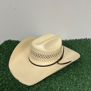 Cream Straw Cowboy Hat with Brown Band